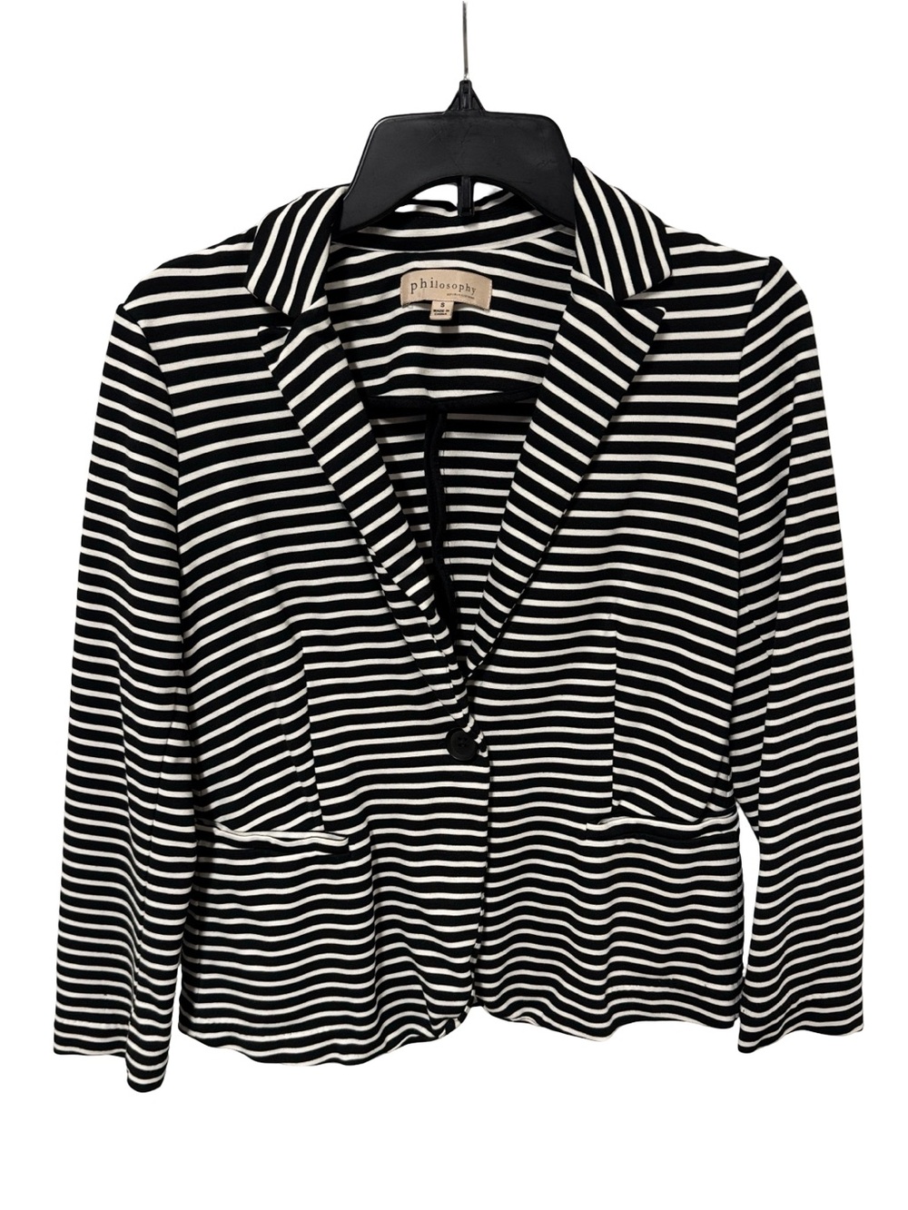Philosophy Black and White Striped Knit Blazer
